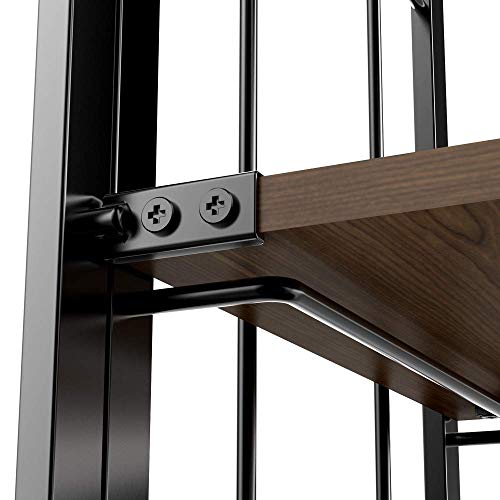 YAHEETECH 4-Tier Wooden Foldable Ladder Shelf Magazine Holders Literature Racks Plant Stands Folding Flower Display Pot Decorative Storage Free Standing Indoors/Outdoors Rustic No Assembly Required