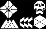 Small Destiny Hunter Ghost Titan Warlock Skull Decal Stickers for Car Motorcycle Helmets Wind Screens Laptop Motorcycles Skate Boards etc Size in Images 06 pcs White