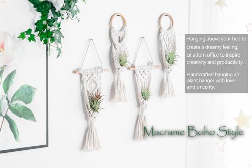 Melphoe Pacote com 4 suportes para plantas aéreas, macramê, samambaia, macramê, cesta suspensa para