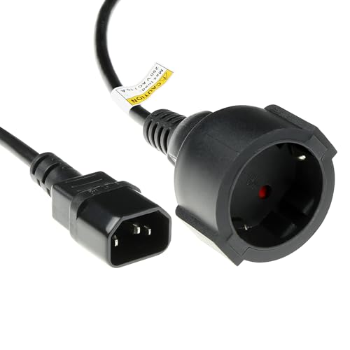 ACT C14 auf CEE7/3 Stromkabel 0,6m, C14 Stecker auf CEE7/3 Buchse Netzkabel, für USV/UPS,PDU Kaltgerätestecker – AK5219