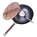 XQING Wok de acero al carbono de 12,6 pulgadas, para wok y sartenes con mango de madera, tapa para cocina eléctrica de inducción, color negro