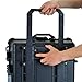 MEIJIA Portable Waterproof Protective Case, Hard Compact Camera Case with Retractable Pull Handle and Rolling Wheels,Customizable Fit Foam Inserted, Black, 22.06X17.93 X10.43 inches