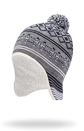 Marhatter Mössa för män, stickad mössa, ullmössa, herrmössa med öronlappar, vintermössa, öronmössa, norsk stil