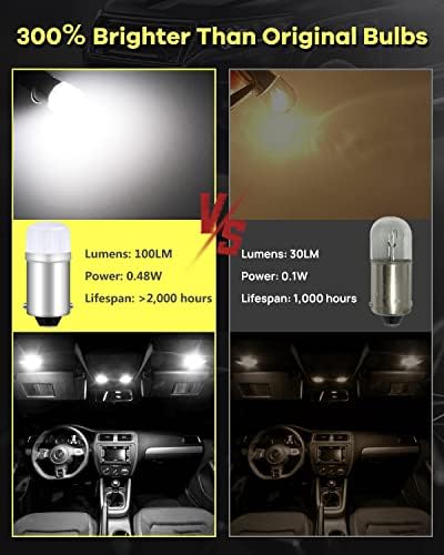 DEFVNSY 10PCS BA9S T11 53 T4W 64111 LED Light Bulb 12V, 2SMD 2835Chips White 6000K Car Bulb for Car Interior Dome Map License Plate Glove Box Light