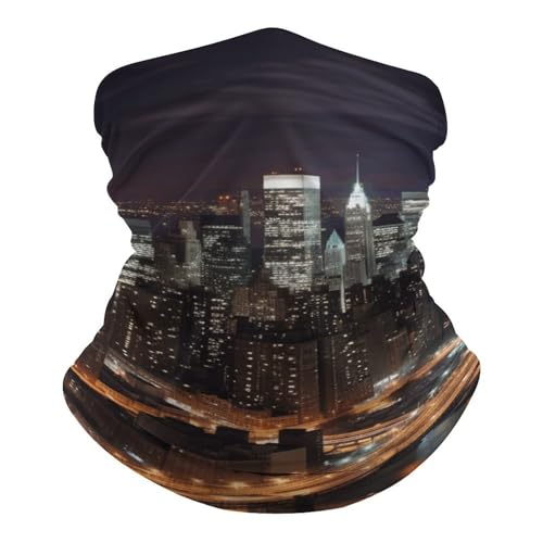 QMNRTK New York Night Balaclava UV Protection Face Mask Breathable Neck Gaiter Ski Mask for Men Women Headwear Bandana Elastic Face Scarf