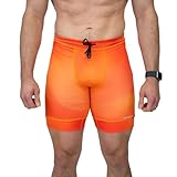 Sprints Mens Flexion 8" Compression Shorts with Pockets & Drawcord (US, Alpha, Medium, Regular, Regular, Orange Crush)