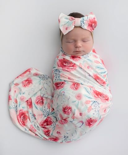 Image of Newborn Baby Swaddle Set Headband and Name Card