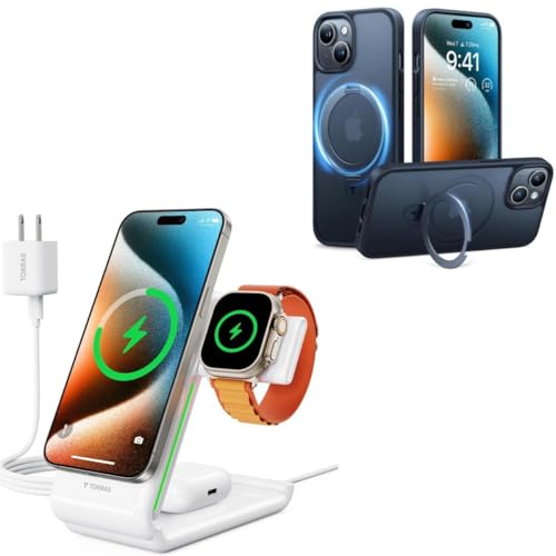 TORRAS 3 in 1 Charging Station Plus iPhone 15 Magnetic case