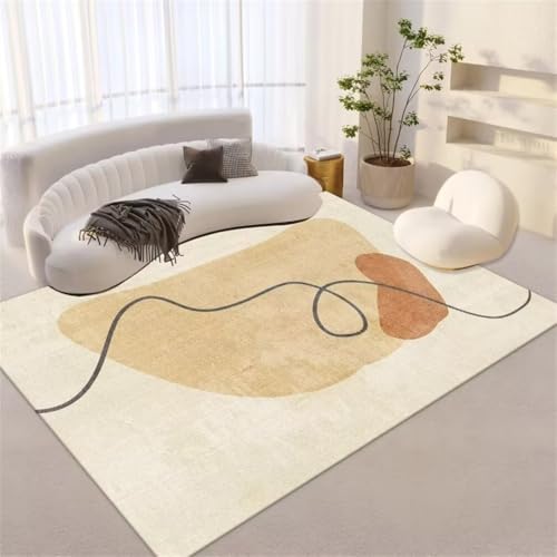 Tapis de salon lavable 200x200 cm de couleur sable moderne - 2