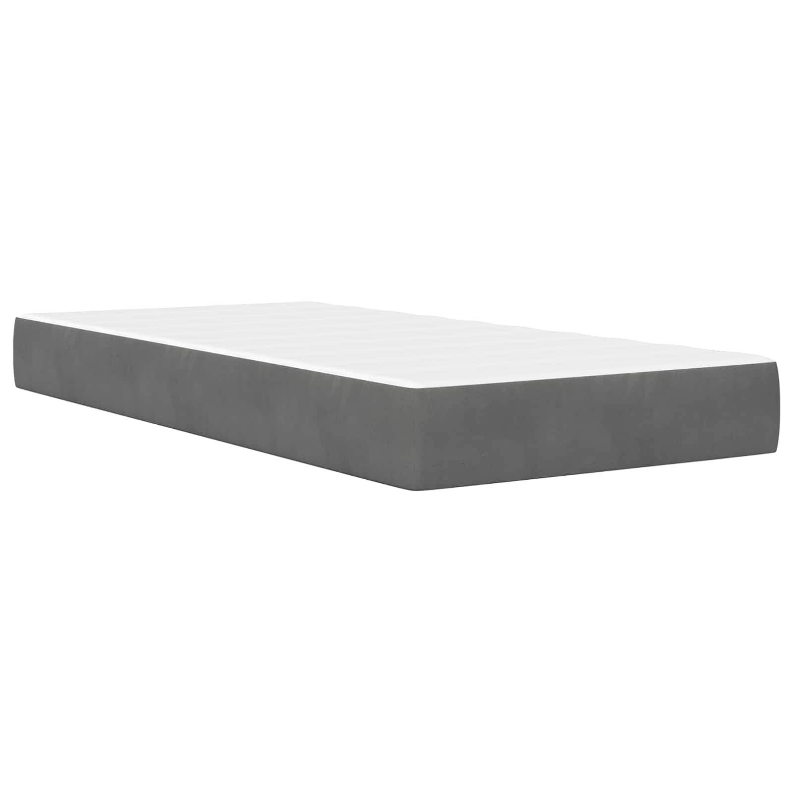 Ciemnoszara rama łóżka z materacem 100 x 200 cm, aksamitna poszewka, rdzeń ze sprężyn kieszeniowych, stelaż ze sklejki, ergonomiczna, oddychająca, nadaje się do prania, łóżko pojedyncze do