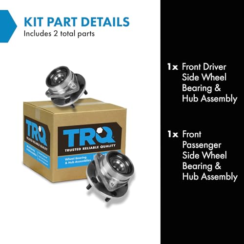 Image of TRQ Front Driver and Passenger Side Wheel Bearing and Hub Assembly Set 2 Piece Compatible with 84-86 Jeep Cherokee 87-89 Cherokee 4WD 1986 Comanche 87-89 Comanche 4WD 84-89 Wagoneer 87-89 Wrangler