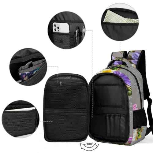 Mochila de viaje con compartimento para portátil y estampado de libélula resistente 3