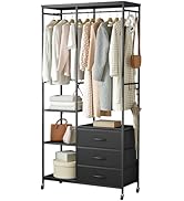 Amazon｜SINNONAKA ハンガーラック 引き出し付き ワードローブ 衣装棚
