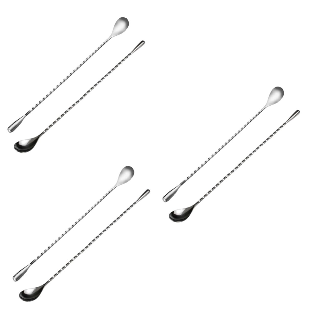 MAGICLULU Juego De 3 Elegantes Cucharas Mezcladoras En Espiral De Acero Inoxidable Para Cócteles Suministros De Bar 2 Unidades X 3