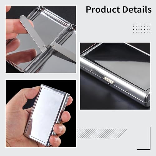 Retro Metal Card Holder Wallet, Silver Business Card Case with Spring Clip - Double Sided Credit Card Holder - Slim Professional Bank Card Storage Box for ID, License, Cash3