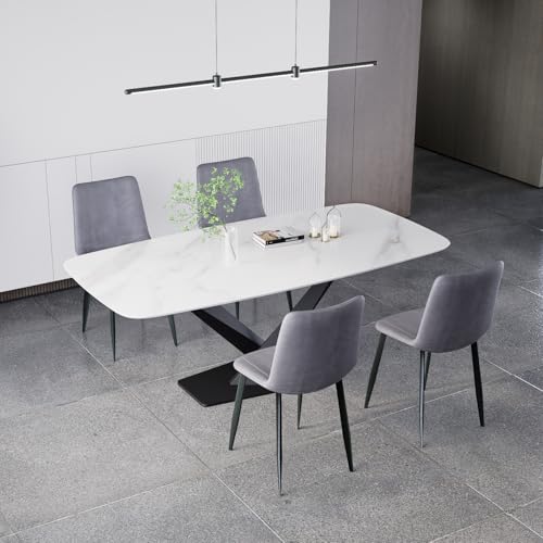 ダイニングテーブルセット 4人用 セラミック 大理石柄 160cm 楕円形 高級 北欧 おしゃれ 食卓テーブル ダイニング 耐熱 耐高温 傷・汚れに強い リビング 食事 新生活 (楕円形, 大理石柄(艶有り), 幅160cmテーブル+4脚椅子)