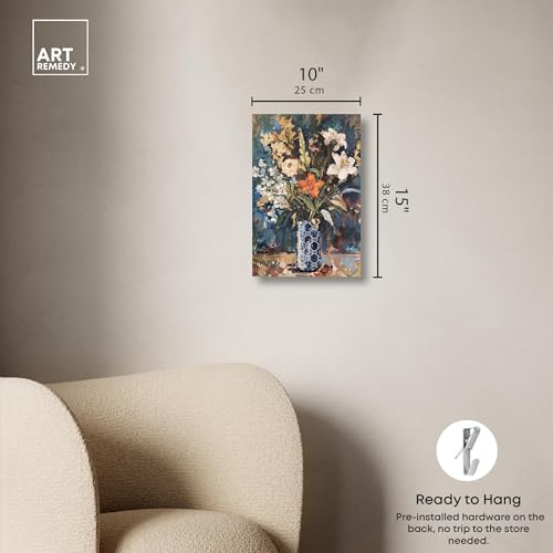 Image of Art Remedy Blue Floral Vase Canvas Floral Vase Wall Art, Gallery Wrapped, 10 inch x 15 inch