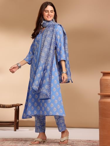 Lookmark Kurta Set Fashionable Fusion Of Comfort And Elegance Stay Chic And Comfortable With Our Printed Sets Blue