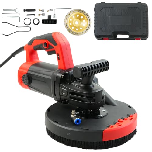 WUDLEP 180mm Concrete Surface Grinder, 6 Speed Adjustments Angle Grinder Kit with Dust Shroud and Diamond Wheel, 2200W Seamless Floor Planer Kit with Auxiliary Handle for Floor, Wall and Ceiling