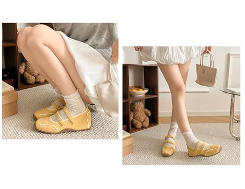 Women's Retro Ballet Flat Sneakers - Adjustable Strap Comfortable Shoes, Lightweight Breathable Skate-Inspired Sneakers for Casual Wear Vintage Fashion Sneakers3