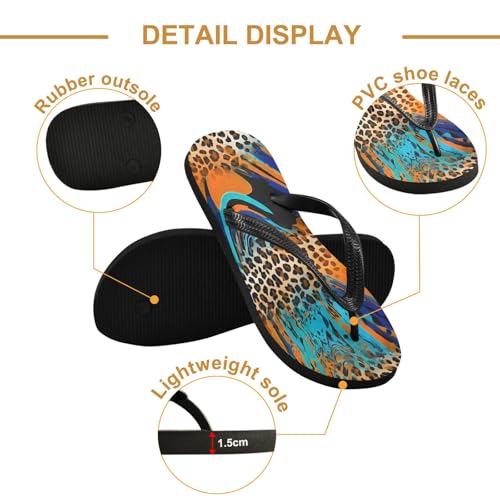 Leopard Waves Colors Orange Flip Flop Beach Summer Casual Sandal for Women & Men Shower Shoes 208618882