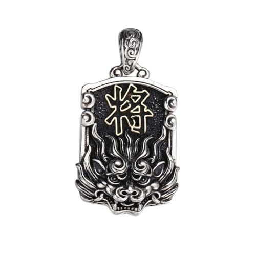 LIUMME S925 Sterling Silver Men's Personalized Hundred General Order Tang Lion Pendant Necklace Valentine's Day/Anniversary/Birthday Gift,Silver,Single Pendant