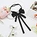 Rzmtaol Girls Womens Bow Tie, Pre-tied Adjustable Pearl Bow Tie for Women Ribbon Bow Ties for Business School Party Casual (Black)