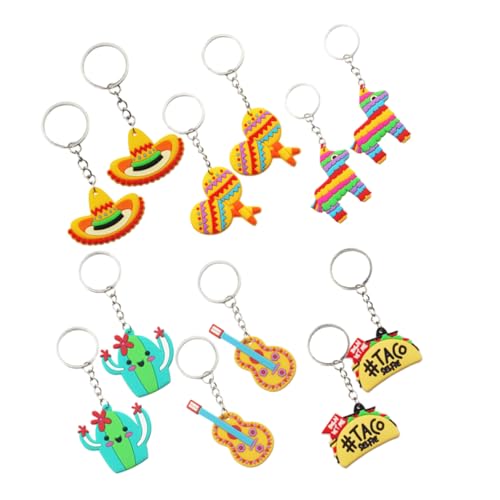 TOGEVAL Porte-clés Cactus Résistants la Décoloration la Rouille Lot de 12 en Pvc Colorés Décoration Suspendue pour Fêtes D'anniversaire Mexicaines