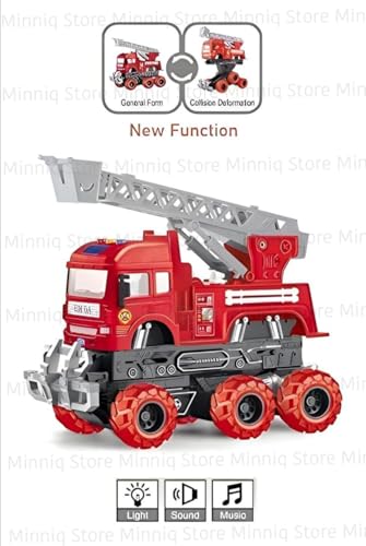 Image of Fire Resque 6x6 with Lights and Sounds Friction Powered Trailer Model Diecast Vehicle Truck Toys Best Birthday Gift for Kids (Fire Resque 6x6 Truck)
