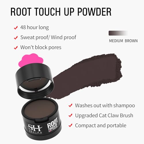 Image of Sevich Hairline Powder 2.0，Instantly Conceals Hair Loss, Root Touch up Powder, Hair Shadow Toppers for Women & Men Thinning Gray Hair, Windproof & Sweatproof, 48H Makeup Lasting, Medium brown