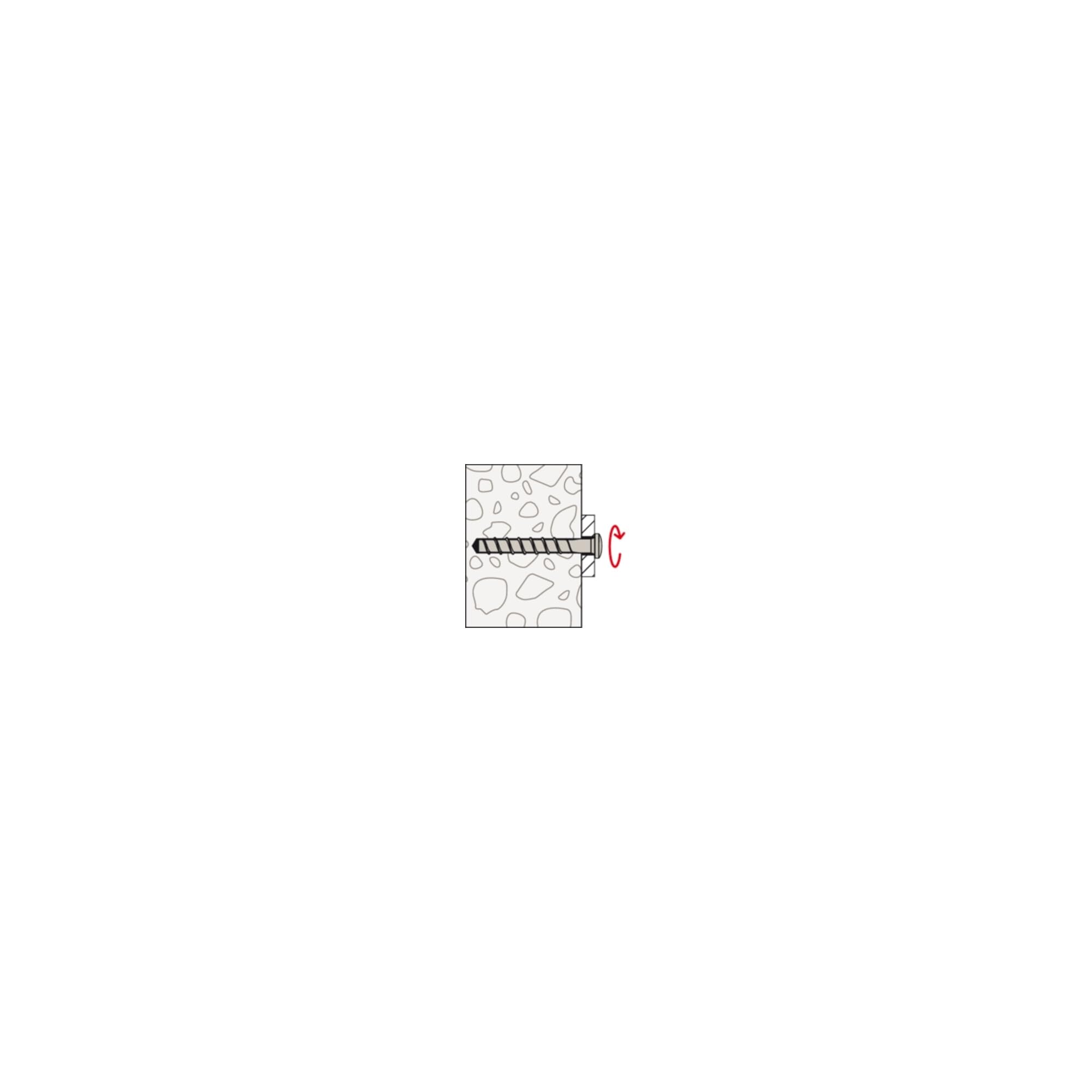 fischer Śruba do betonu FBS 5 x 60 25/15 P Panhead, stal ocynkowana galwanicznie, szybki montaż w betonie i murze, optymalna do instalacji elektrycznych i SHKL, 100 sztuk