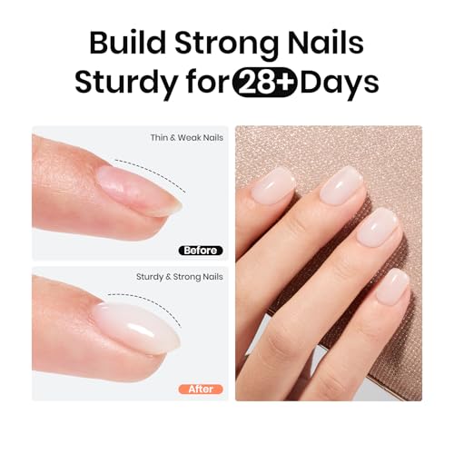 Beetles Builder Gel For Nails, 15ml Milky White Rubber Base Gel Polish For Nail Thickening, UV LED Nail Lamp Cured Milky White Gel Polish Nail Strengthener Extension Color Base Gel In A Bottle