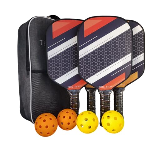 TTFM Pickleball Paddles Set of 4 | Pickleball Rackets with Balls and Bag | USAPA Approved| Fiberglass/Graphite | Pickleball Set for Women Men Adults Kids Families
