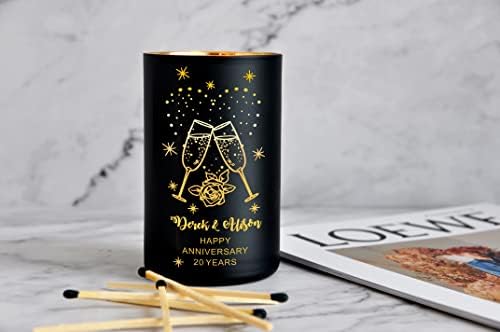 Personalised Candle Cedarwood Cinnamon Sandalwood Gifts for Wedding Anniversary Birthday Memorial Candle Gift for Her Women Him Men from Wife Husband up to 40 Hours Burn Time (Design 01)