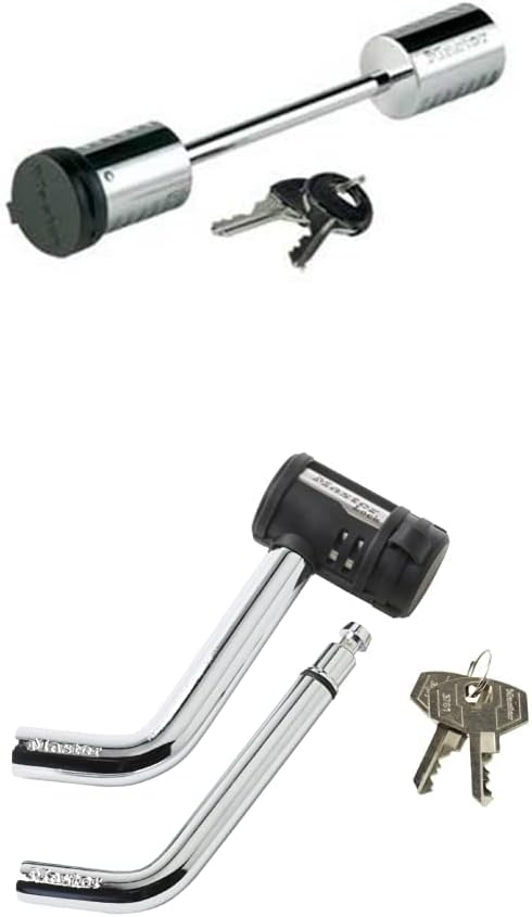Master Lock 1471DAT Trailer Coupler Latch Lock, 3-4/10" Long Shackle x 9/32" Diameter Pin 2866DAT 1/2 in. and 5/8 in. Swivel Head Receiver Lock for Class I-IV, 1 Pack, Black