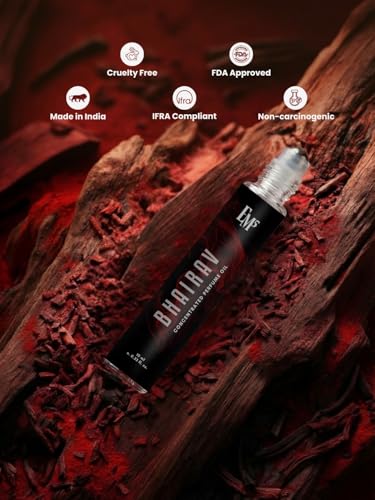 Image of EM5 Bhairav Concentrated Perfume Roll-On for Men | Dark, Animalic, Smoky, Tobacco, Leather & Oud Fragrance | 100% Alcohol Free | Strong & Long Lasting Perfume Roll On | 10 ml