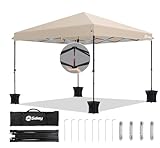 Sekey Premium Pop Up Pavillon 3x3 Wasserdicht Stabil Winterfest, Faltpavillon 3 x 3 m mit Verdickten Röhren, Partyzelt Rennzelt Faltbar, Höhe Verstellbar 250-270 cm, Khaki