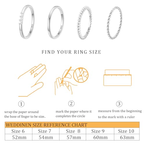 WEDDINEN 4PC Gold Rings for Women, S925 Sterling Silver 14k Gold Filled Plated Stackable Thin Thumb Ring Set Cubic Zirconia Dainty Stack Gold Knuckle Rings Set Size 6-103