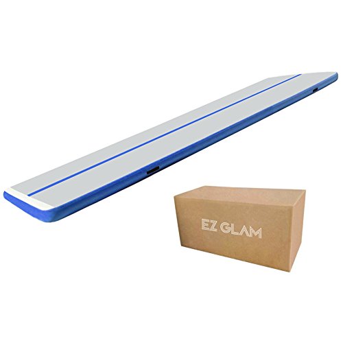 Ez Glam 13Ft Inflatable Gymnastics Tumbling Air Mat Track Electric Air Pump Cheerleading/Practice Gymnastics/Beach/Park/Home Use(13Ftx3.3Ftx4In(4X1X0.1M), Dark Blue-L) #TOP4