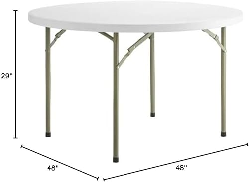 Paquete de 5 mesas plegables redondas de plástico blanco de granito resistente de 48 pulgadas. Mesa de centro plegable para mesa de bar, mesa de
