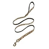 Petiry Dog Leash Leopard Pattern, 5 Feet Length, Durable Nylon with Ribbon for Small and Medium Dogs.(Small, Leopard Leash)