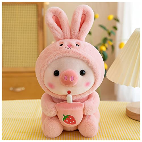 LANFIRE Pig Plush Pillow Pig Dressed Up As Frogs Tigers Rabbits Cute Plush Pillow Gifts for Boy Girl (9.8 in, Pink)
