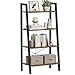 VASAGLE Industrial Ladder Shelf, 4-Tier Bookshelf, Storage Rack Shelves, Bathroom, Living Room, Wood Look Accent Furniture, Metal Frame, Rustic Brown ULLS44X