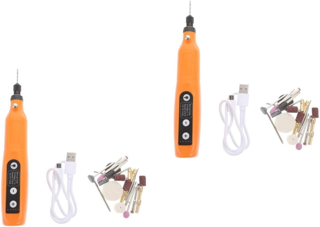 NUOBESTY 2sets Mini Cordless Rotary Tool with Speed Usb Rechargeable Ergonomic Design for Polishing Grinding and Engraving Crafts Compact and Portable with Built Lamp