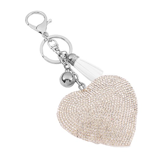 Preisvergleich Produktbild Schlüsselanhänger Anhänger Taschenanhänger Schlüsselring Herzanhänger m. Quaste - Weiß