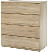 LOWYA Chest, Clothes Storage, Wooden Drawer, Flat, Low Type, Wood Type, Width 31.5 inches (80 cm), 4 Tiers, Oak