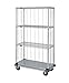 Quantum 3 Sided Dolly Base Wire Shelf Cart 63" H Post, Dolly Base Units with 3 Wire Shelves, 1 Solid Shelf, Rods and Tabs 18" W X 60" L X 70" H