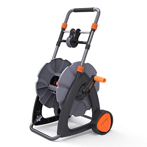 Garden Hose Watering Equipment Water Hose Scalable garden hose garden hose reel cart, Hose cart, maximum 45 meter capacity 12.7MM hose portable stand-alone hose reel stand with foldable handle