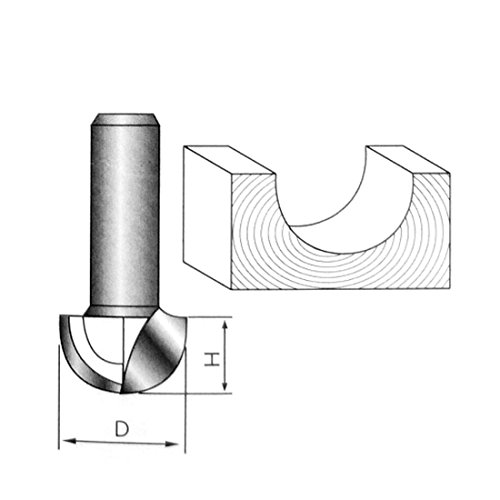 Uxcell 1/2 Inch X 1-1/2 Inch Carpenter Double Flute Round Nose Cove Box Router Bit Cutting Tool #TOP4