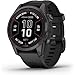 Garmin Fenix 7S Pro Solar, Sapphire, Carbon Gray DLC Titanium, Black Bundle with 2 Year Enhanced Protection Pack